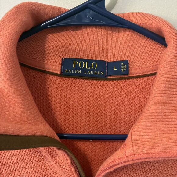 Polo Ralph Lauren Men’s Large Mesh Knit Orange 1/4 Zip Sweater Multicolor Pony - Picture 3 of 10